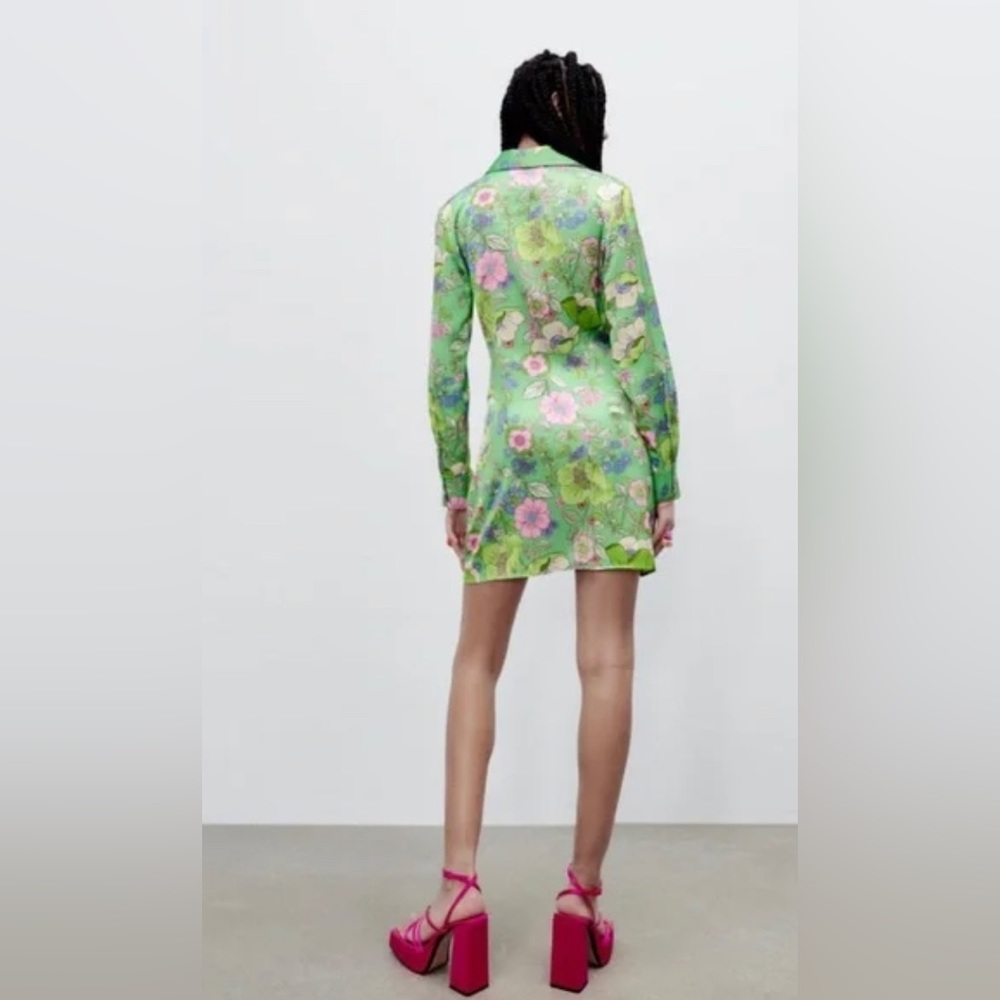 ZARA SATIN EFFECT PRINT DRESS - Picture 13 of 16